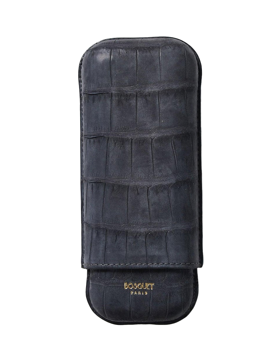 Футляр Bosquet Genuine Dark Gray Crocodile Skin на 2 сигары - фото 3