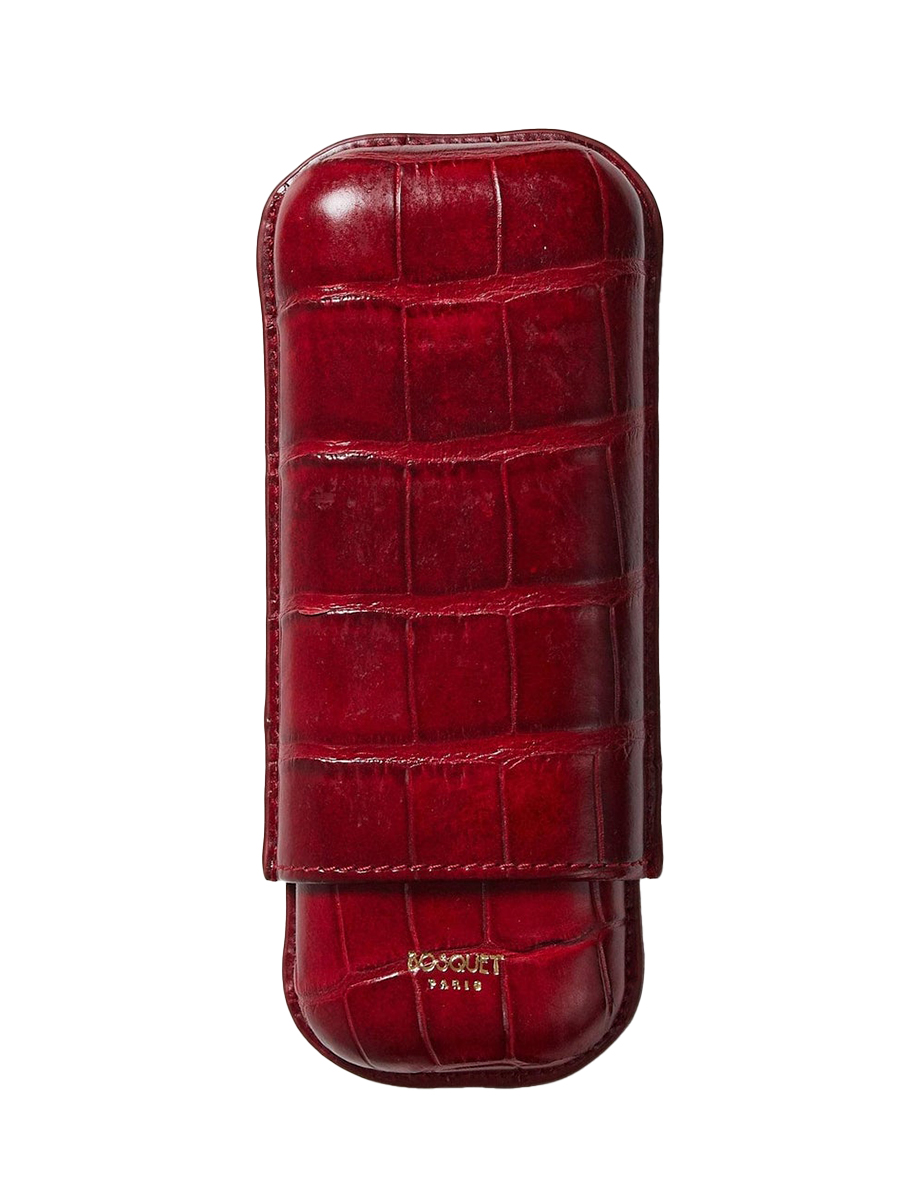Футляр Bosquet Genuine Cherry deep Red Crocodile Skin на 2 сигары - фото 3