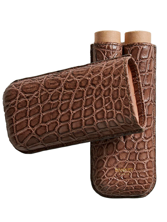 Футляр Bosquet Genuine Brown Crocodile Skin на 2 сигары - фото 4
