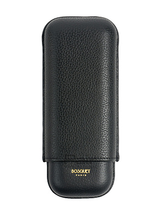 Футляр Bosquet Grained Calf Leather Black на 2 сигары