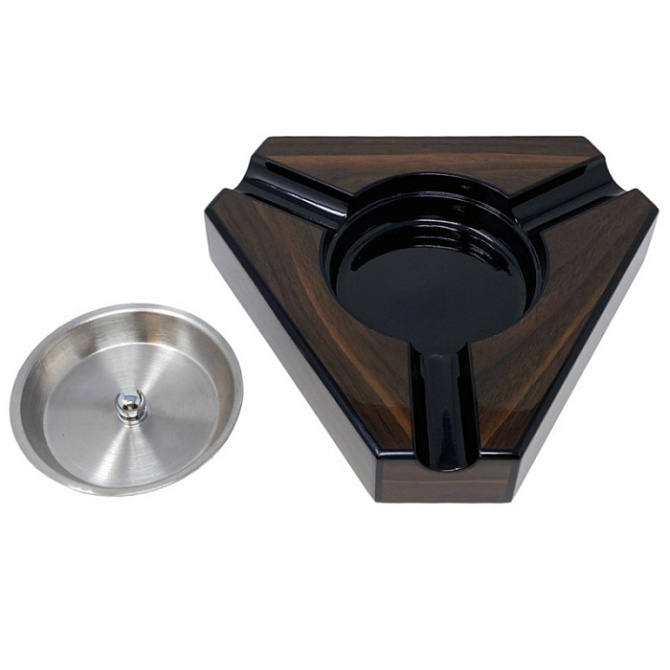 Пепельница Aficionado на 3 сигары Dark Maple & Black - фото 6