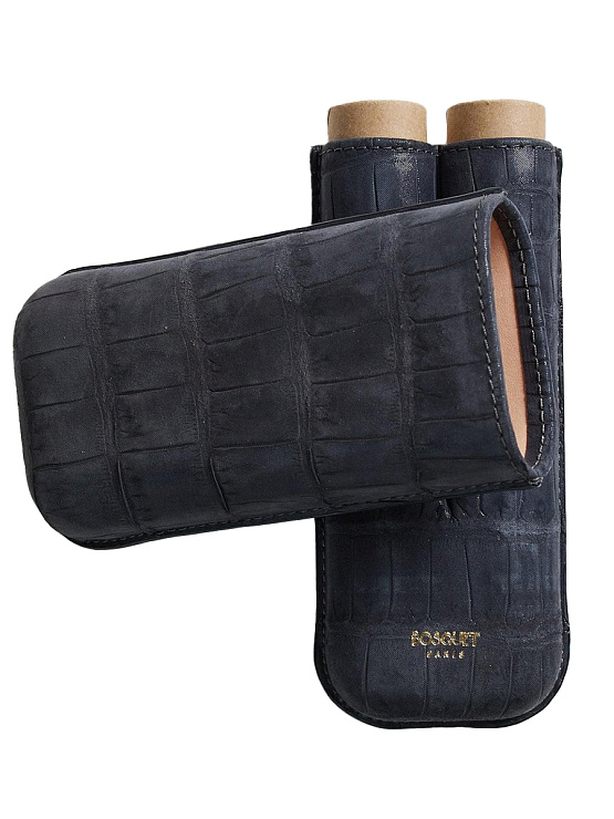 Футляр Bosquet Genuine Dark Gray Crocodile Skin на 2 сигары - фото 4