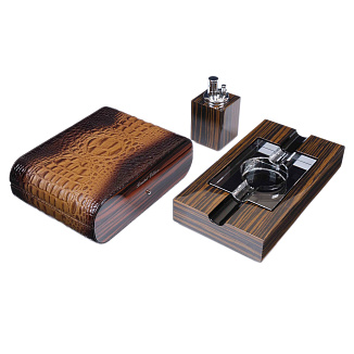 Набор сигарных аксессуаров Gentili SET-SV10-Croco-Brown-2