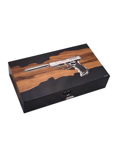 Хьюмидор Elie Bleu Humidor "Gun Thriller" Smoked RedGum black 110 сигар - фото