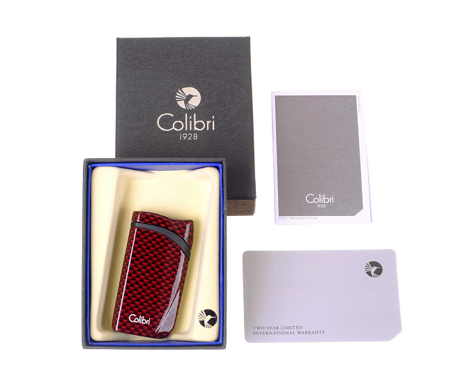 Зажигалка сигарная Colibri Falcon, красный карбон - фото 10