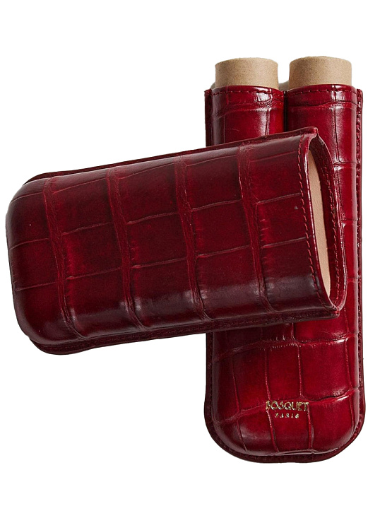 Футляр Bosquet Genuine Cherry deep Red Crocodile Skin на 2 сигары - фото 4