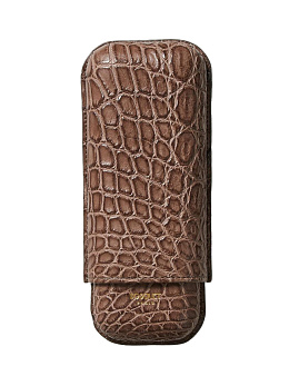 Футляр Bosquet Genuine Brown Crocodile Skin на 2 сигары - фото