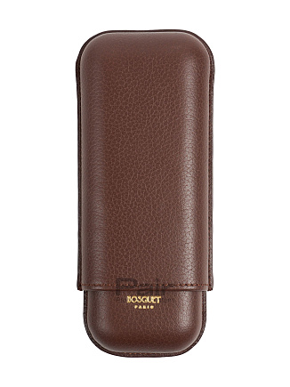 Футляр Bosquet Grained Calf Leather Dark Brown на 2 сигары