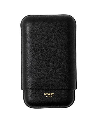 Футляр Bosquet Grained Calf Leather Black на 3 сигары