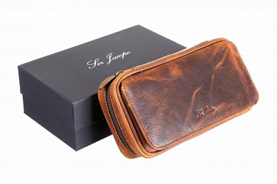 Сумка Ser Jacopo для 2 трубок и табака B030-Brown - цена