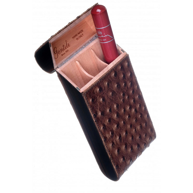 Футляр Gentili на 3 сигары SV3-Ebony-Struzzo - фото 4