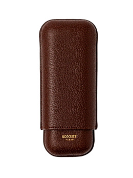 Футляр Bosquet Grained Calf Leather Dark Brown на 2 сигары - фото