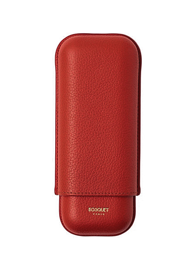 Футляр Bosquet Grained Calf Leather Red на 2 сигары - фото