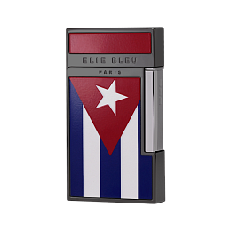 Зажигалка Elie Bleu Pocket Lighter "Diamond Jetflame Cuban Flag" Black Ip Rhodium Accent - фото