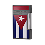 Зажигалка Elie Bleu Pocket Lighter "Diamond Jetflame Cuban Flag" Black Ip Rhodium Accent