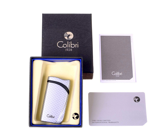 Зажигалка сигарная Colibri Falcon, серебристый карбон - фото 6