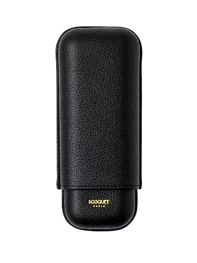 Футляр Bosquet Grained Calf Leather Black на 2 сигары - фото