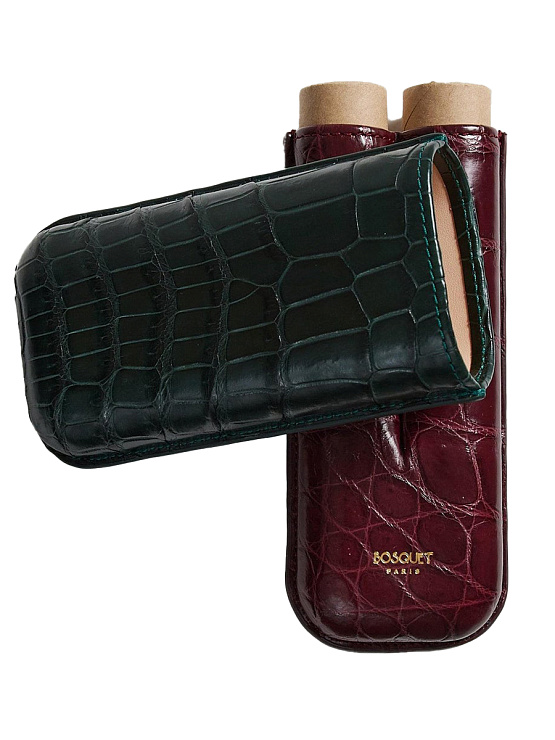 Футляр Bosquet Genuine Dark Green Crocodile Skin на 2 сигары - фото 4