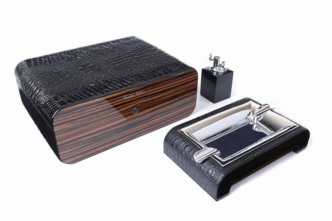 Набор сигарных аксессуаров Gentili SET-SV75-Croco-Black - фото 7
