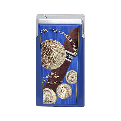 Зажигалка Elie Bleu Pocket Lighter "J15" Medaille Blue - фото