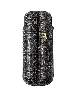 Футляр Bosquet Genuine Python Leather Black на 2 сигары - фото