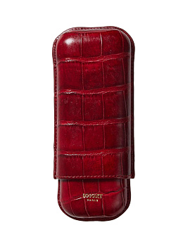 Футляр Bosquet Genuine Cherry deep Red Crocodile Skin на 2 сигары - фото
