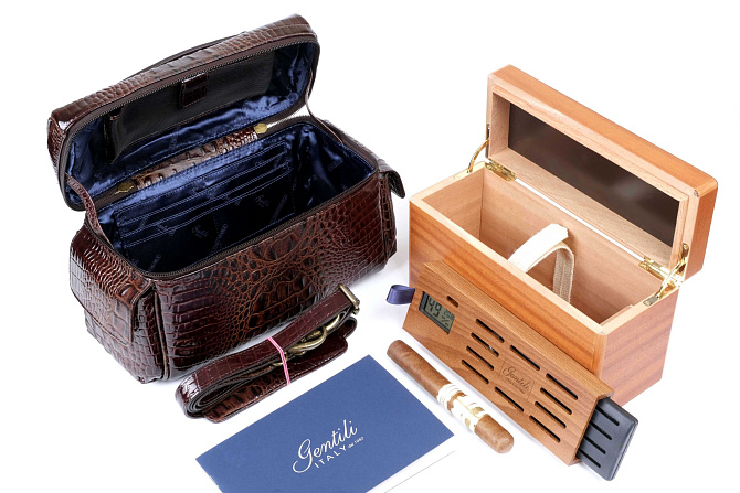 Хьюмидор-саквояж Gentili El Inseparable SV15-Croco-Brown - фото 13