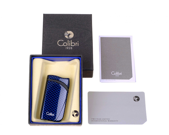 Зажигалка сигарная Colibri Falcon, синий карбон - фото 8