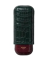Футляр Bosquet Genuine Dark Green Crocodile Skin на 2 сигары - фото