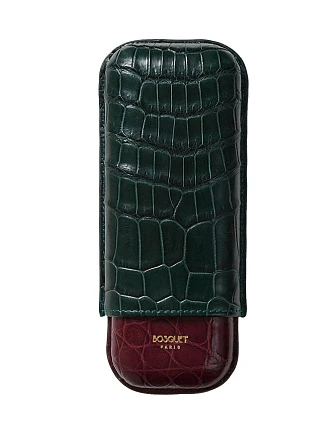 Футляр Bosquet Genuine Dark Green Crocodile Skin на 2 сигары