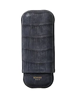 Футляр Bosquet Genuine Dark Gray Crocodile Skin на 2 сигары - фото